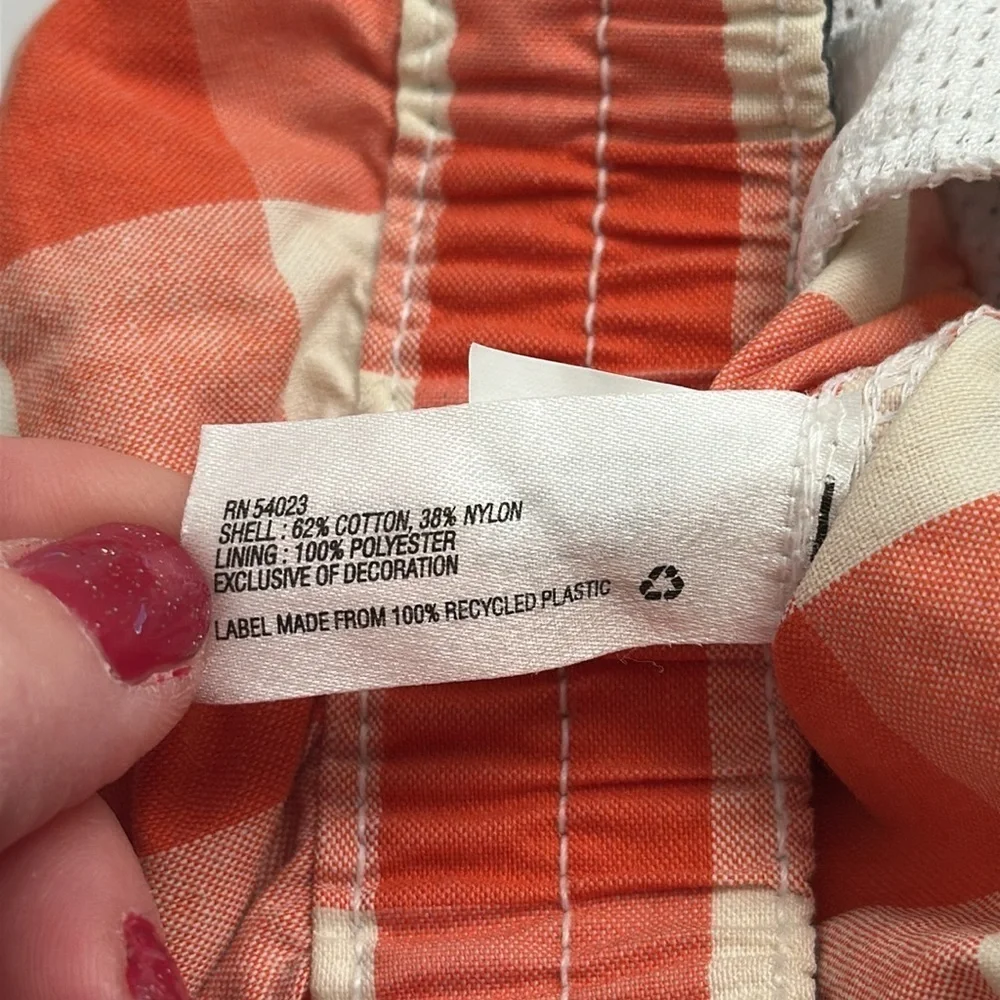 Gap orange and cream gingham checker elastic waist swim trunks